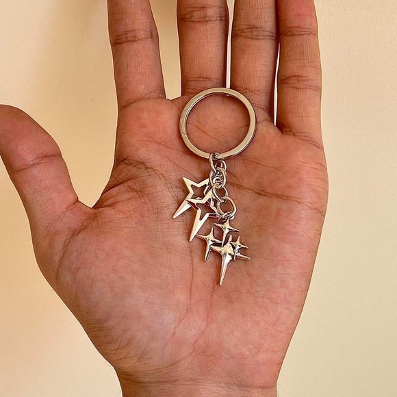 Other - y2k 2000s triple star pendant keyring for keychain